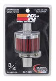 K&N 3/4 inch ID 2 inch OD 1.5 inch H Clamp On Crankcase Vent Filter - 62-1360