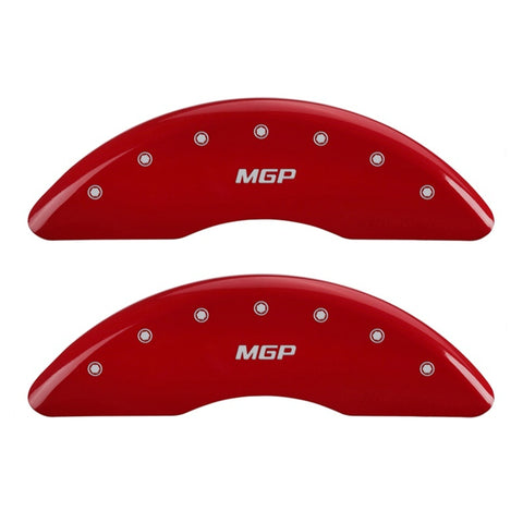 MGP 2 Caliper Covers Engraved Front MGP Red Finish Silver Characters 2007 GMC Canyon - 34213FMGPRD