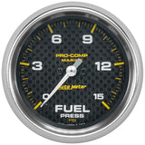 Autometer Marine Carbon Fiber 2-5/8in 15 PSI Digital Stepper Motor Fuel Pressure Gauge - 200849-40