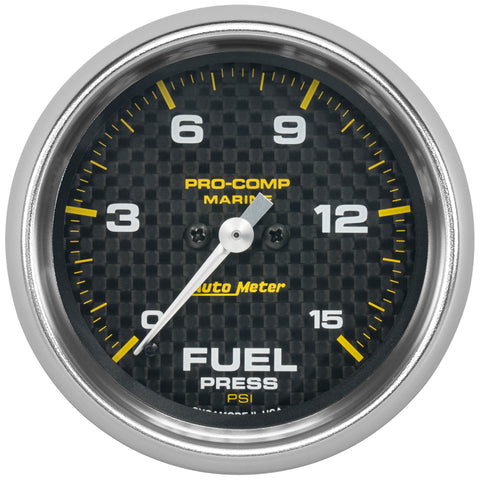 Autometer Marine Carbon Fiber 2-5/8in 15 PSI Digital Stepper Motor Fuel Pressure Gauge - 200849-40