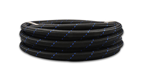 Vibrant -10 AN Two-Tone Black/Blue Nylon Braided Flex Hose (2 foot roll) - 11960B