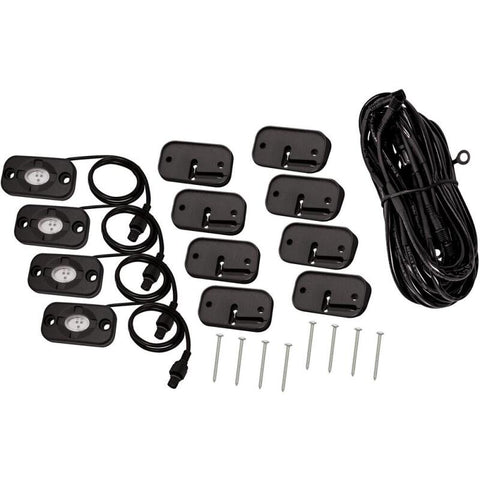 Westin Universal LED Rock Light Kit - 4 Lights - 14ft 9in Wiring Harness & Switch - Black - 09-80005