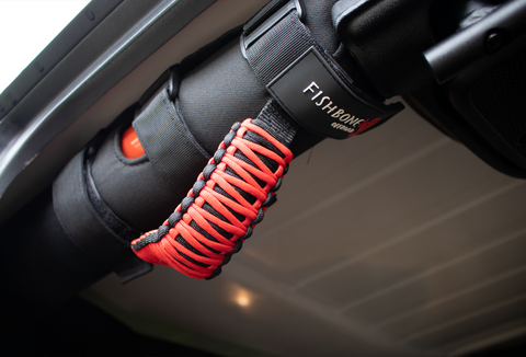 Fishbone Offroad Paracord Grab Handles w/Three Straps Red - FB55280