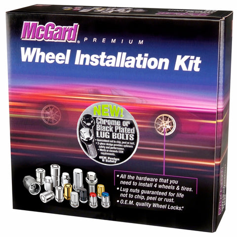 McGard 5 Lug Hex Install Kit w/Locks (Radius Seat Bolt) M14X1.5 / 17mm Hex / 27.5mm Shank L - Chrome - 68174