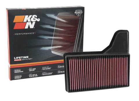 K&N Replacement Panel Air Filter for 2015 Ford Mustang 2.3L L4/3.7L V6/5.0L V8 - 33-5029