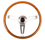 NRG Classic Wood Grain Steering Wheel (365mm) Wood w/Metal Accents & Polished Alum. 3-Spoke Center - ST-065