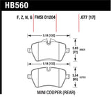 Hawk 05-06 JCW R53 Cooper S & 07+ R56 Cooper S HP+ Street Front Brake Pads - HB560N.677