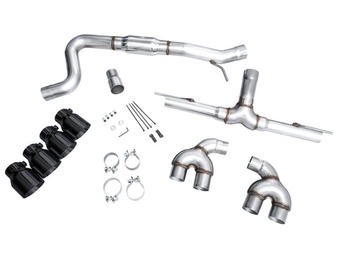 AWE Tuning MK8 Volkswagen Golf R 3in Track Edition Quad Exhaust - Diamond Black Tips - 3020-43658
