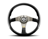 Momo Tuner Steering Wheel 350 mm - Black Leather/Red Stitch/Black Spokes - TUN35BK0B