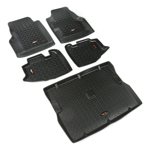 Rugged Ridge Floor Liner Front/Rear/Cargo Black 1997-2006 Jeep Wrangler TJ - 12988.10