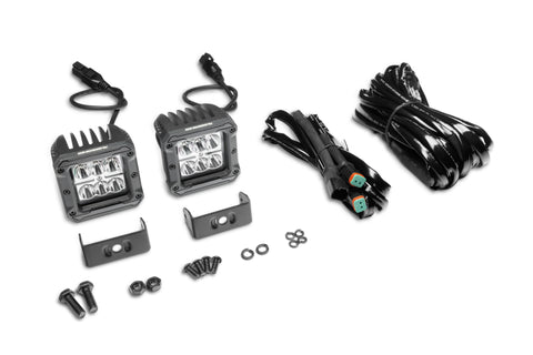 Go Rhino Xplor Bright Series Cube LED Spot Light Kit (Surface/Threaded Stud Mount) 3x3 - Blk (Pair) - 751803023SCS