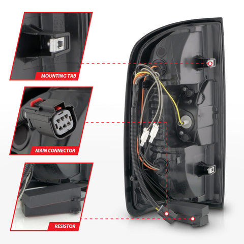ANZO 15-21 GMC Canyon Full LED Taillights w/ Red Lightbar Black Housing/Clear Lens - 311434