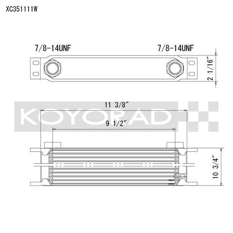 Koyo 35 Row Oil Cooler 11.25in x 11in x 2in (-10AN ORB provisions) - XC351111W