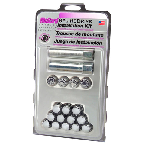 McGard SplineDrive Tuner 4 Lug Install Kit w/Locks & Tool (Cone) M12x1.5 / 13/16 Hex - Chrome (CS) - 65457CN