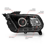 ANZO 2010-2014 Ford Mustang Projector Headlights w/ Halo Black (CCFL) - 121323