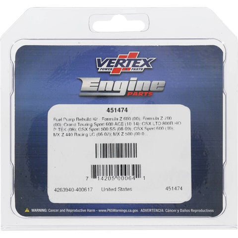 Vertex Gaskets 02-06 Arctic Cat ZR 440 Sno-Pro Fuel Pump Rebuild Kit - 451474