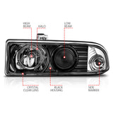 ANZO 1998-2005 Chevrolet S-10 Projector Headlights w/ Halo Black - 111015