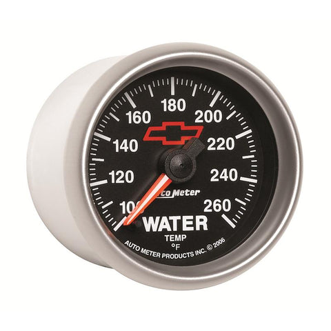 AutoMeter Gauge Water Temp 2-1/16in. 100-260 Deg. F Digital Stepper Motor Chevy Red Bowtie Black - 3655-00406
