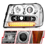 ANZO 2002-2009 Chevrolet Trailblazer Projector Headlights w/ Halo Chrome - 111131