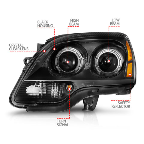 ANZO 99-17 GMC Sierra/Denali Headlights Chrome Amber (w/C Light Bars) - 111523
