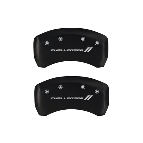 MGP 4 Caliper Covers Engraved Front & Rear With stripes/Challenger Red finish silver ch - 12001SCL1RD