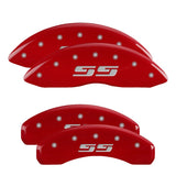 MGP 4 Caliper Covers Engraved F & R Bowtie Yellow Finish Black Char 2008 Chevrolet Trailblazer - 14030SBOWYL