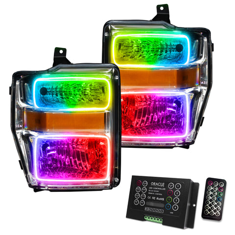 Oracle 08-10 Ford F250 Pre-Assembled Halo Headlights - Chrome Housing - w/ 2.0 Controller - 7189-333