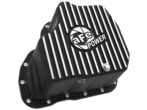aFe 011-16 GM Diesel Trucks V8-6.6L LML Engine Oil Pan Black POWER Pro Series w/ Machined Fins - 46-71080B