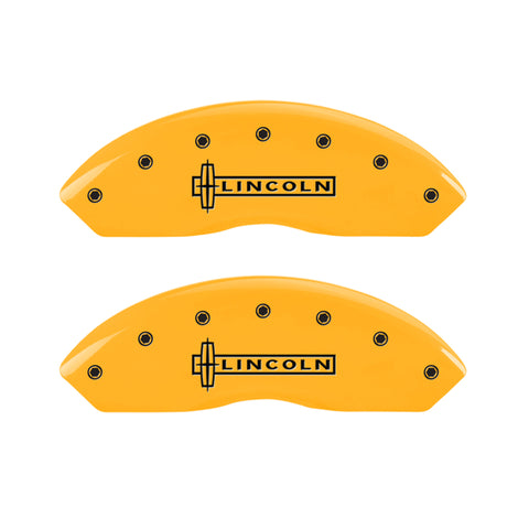 MGP 4 Caliper Covers Engraved Front Lincoln Engraved Rear MKX Yellow finish black ch - 36007SLCXYL