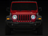 Raxiom 18-23 Jeep Wrangler JL Axial Series 9-In LED Angel Eye Headlights- Blk Housing (Clear Lens) - J167045
