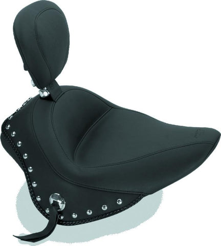 Mustang 11-13 Harley Blackline,12-17 Slim/Slim S Wide Touring Solo Seat w/DBR Studs - Black - 79740