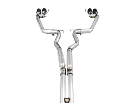 AWE Tuning 2018+ Ford Mustang GT (S550) Cat-Back Exhaust - Track Edition (Quad Diamond Black Tips) - 3020-43072