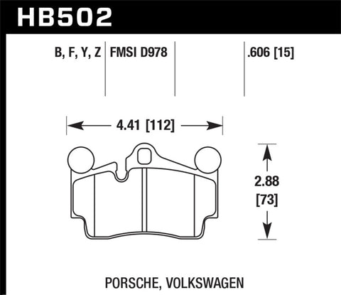 Hawk Porsche / Volkswagen Performance Ceramic Street Rear Brake Pads - HB502Z.606