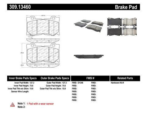 StopTech Performance 09-13 Infiniti FX35/FX37/FX45/FX50/08-13 G37 / 09-12 370Z Front Brake Pads - 309.13460