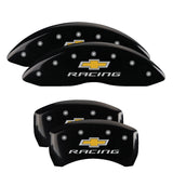 MGP 4 Caliper Covers Engraved Front & Rear Chevy racing Black finish silver ch - 14231SBRCBK