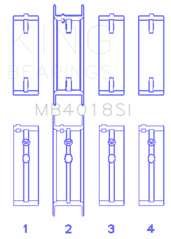 King Engine Bearings Holden 231 (3800) V6 (Size STD) Main Bearing Set - MB4018SI
