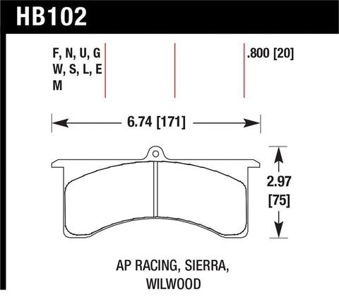 Hawk AP Racing 6 - Sierra/JFZ - Wilwood DTC-60 Race Brake Pads - HB102G.800