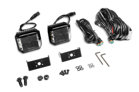 Go Rhino Xplor Blackout Series Cube LED Sideline Flood Light Kit (Surface Mount) 4x3 - Blk (Pair) - 750700321FCS