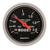 Autometer Sport-Comp 52mm 60 cm/Hg-2.0 Kg/Cm2 Mechanical Boost Gauge - 3303-J
