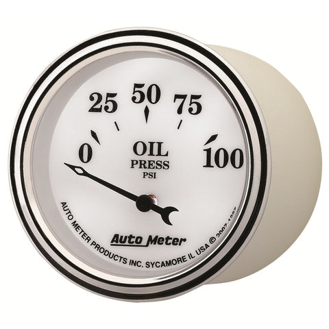 AutoMeter Gauge Oil Press 2-1/16in. 100PSI Elec Old Tyme White II - 1227