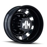 Mayhem 8180 BigRig 24.5x8.25/10x285.75 BP/168mm Offset/220.1mm Hub Rear Black w/ Milled Spokes Wheel - 8180-245810BMR
