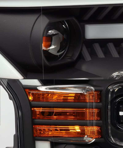 AlphaRex 15-17 Ford F-150 PRO-Series Projector Headlights Plank Style Black w/Activ Light/Seq Signal - 880156