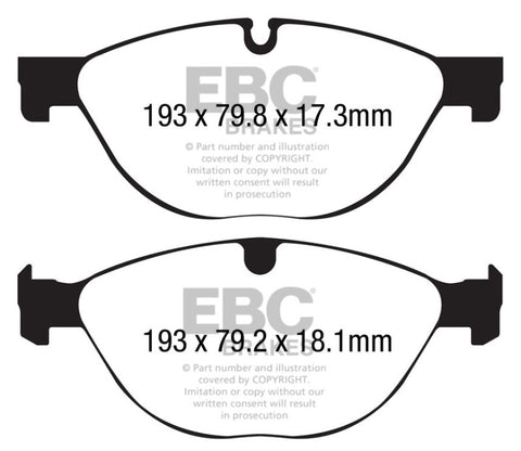 EBC 13+ Jaguar F-Type (Cast Iron Only) 3.0 Supercharged (380) Perf Pkg Redstuff Front Brake Pads - DP32191C