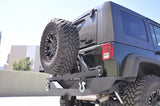 DV8 Offroad 07-18 Jeep Wrangler JK Rear Aluminum Bumper w/ Tire Carrier - Black - RBSTTB-01