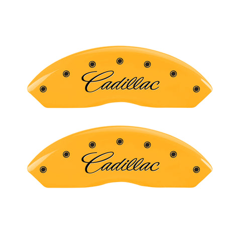 MGP 4 Caliper Covers Engraved F & R Cursive/Cadillac Yellow Finish Black Char 2004 Cadillac CTS - 35010SCADYL