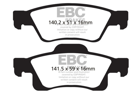 EBC 11+ Dodge Durango 3.6 Greenstuff Rear Brake Pads - DP61872