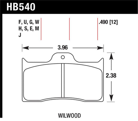 Hawk Wilwood DTC-60 Brake Pads - HB540G.490