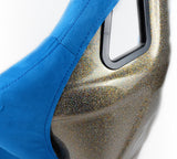 NRG FRP Bucket Seat ULTRA Edition - Large (Blue Alcantara/Gold Glitter Back) - FRP-302BL-ULTRA