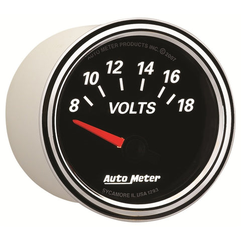 Autometer Designer Black II 52mm 18V Voltmeter Gauge - 1293