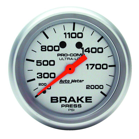 AutoMeter Gauge Brake Pressure 2-5/8in. 2000PSI Mechanical Ultra-Lite - 4426